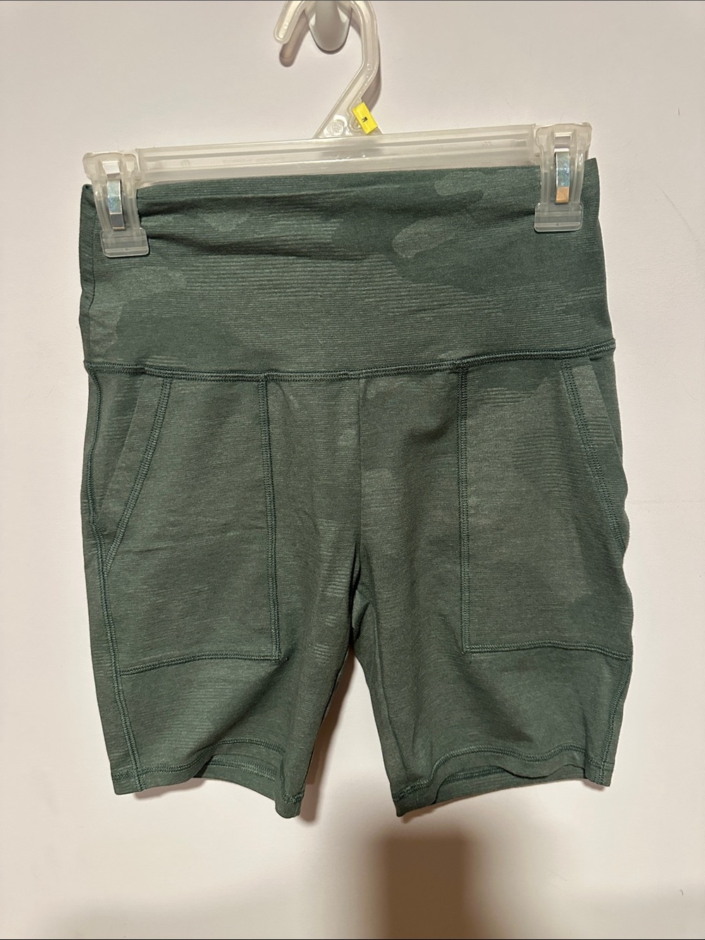 aerie Forest Green High-Waist Bike Shorts with Front Pockets